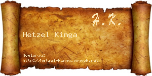Hetzel Kinga névjegykártya